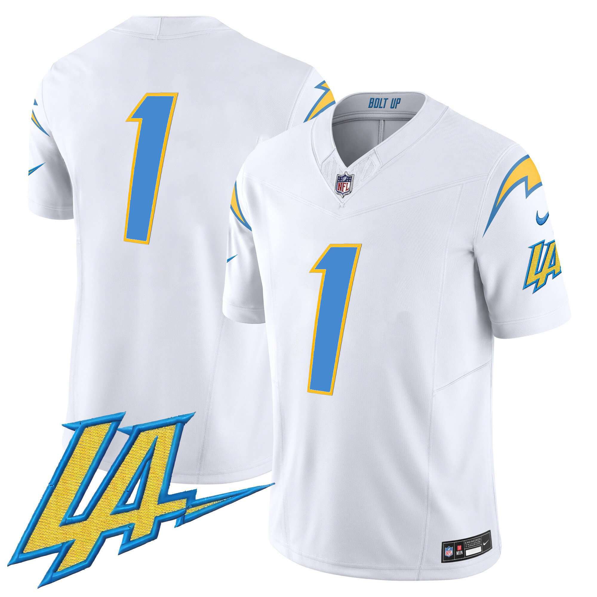 Men Los Angeles Chargers #1 No Name White 2024 Nike Vapor Limited NFL Jersey->indianapolis colts->NFL Jersey